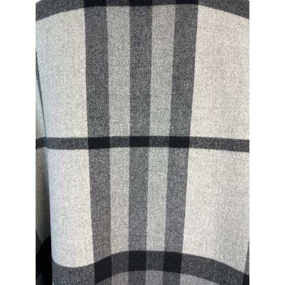 2010s Talbots Wool Angora Plaid Cape Wrap S/M – Gray Black Check fall winter - Picture 9 of 12